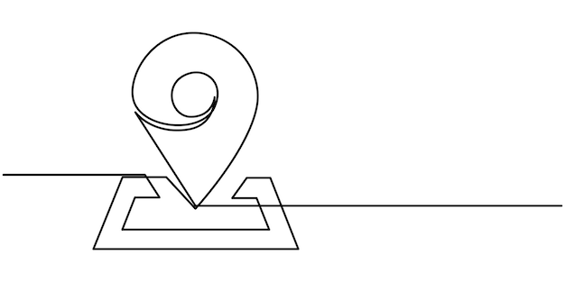 Concepto de icono de ubicación de dibujo de una sola línea Diseño gráfico vectorial de dibujos de líneas continuas Inicio