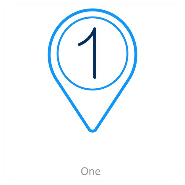 Concepto de icono de uno y ubicación