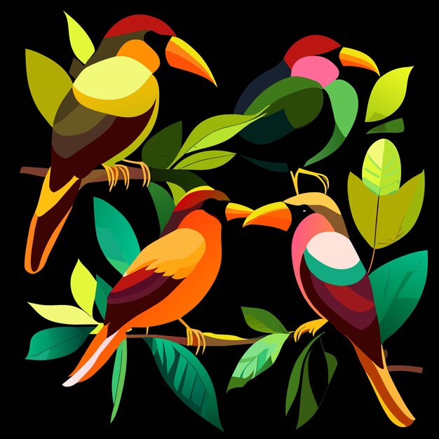 Concepto de icono de vector de aves amazónicas acuarela