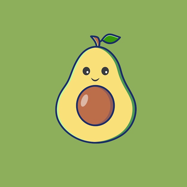 El concepto de icono vectorial de frutas de aguacate de estilo dibujos animados aislado