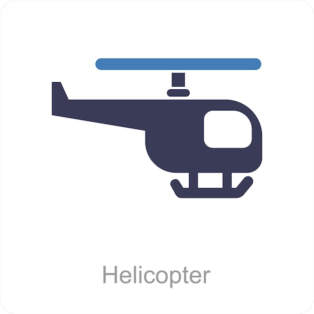 Concepto de icono de vuelo y helicóptero