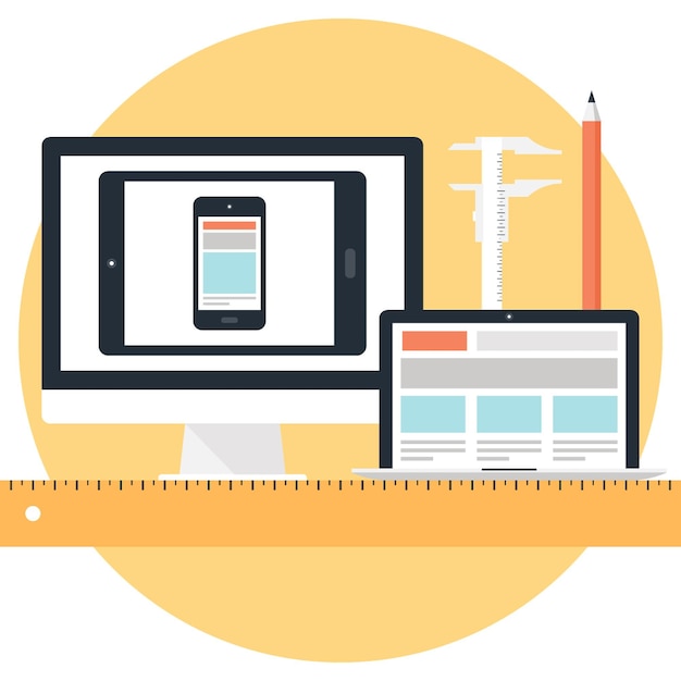 El concepto de icono web plano de diseño web adaptativo