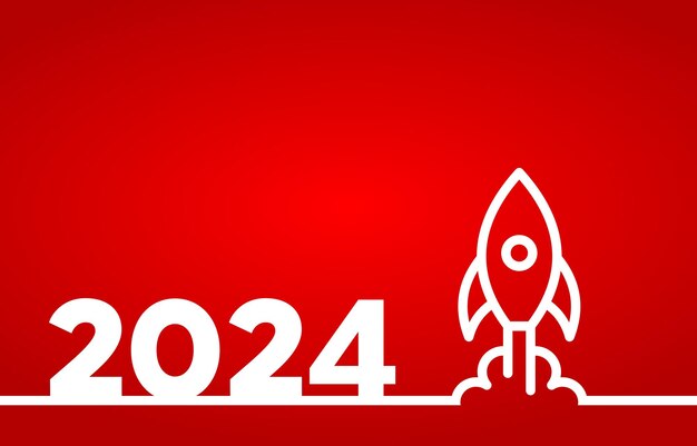 Concepto de la idea creativa de fondo rojo del cohete 2024