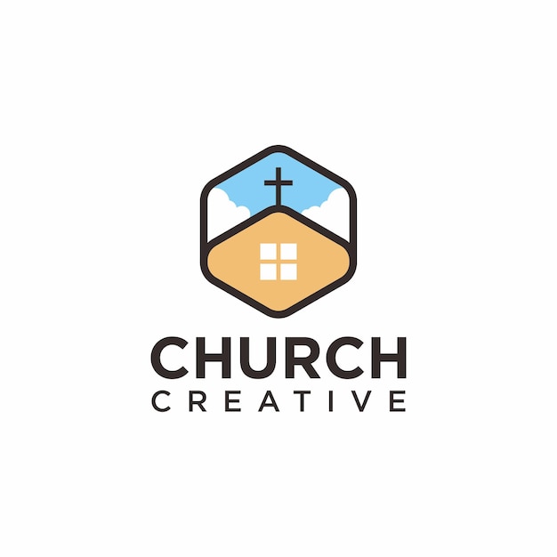 Concepto de idea de diseño de logotipo de iglesia