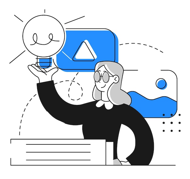 Concepto de idea innovadora con carácter femenino