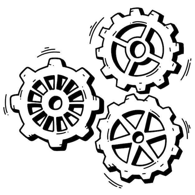 Concepto de idea de negocio Doodle boceto estilo de ilustración de vector de engranaje dibujado a mano