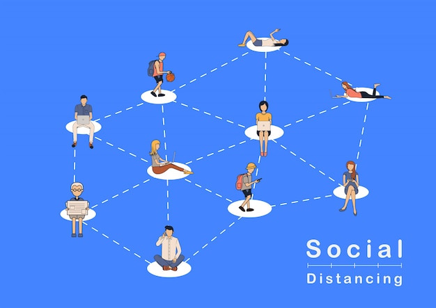 Concepto de ideas de personas de distanciamiento social, prevenir la enfermedad por coronavirus covid-19