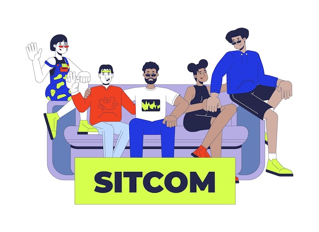 Concepto de ilustración en 2D de la serie de comedia de situación