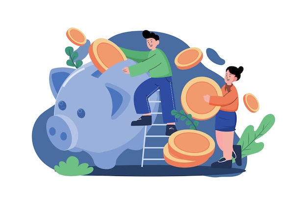 Concepto de ilustración de ahorro criptográfico sobre fondo blanco