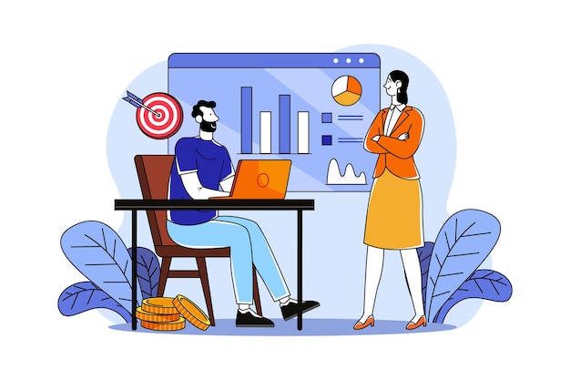 Concepto de ilustración de análisis de mercado sobre fondo blanco