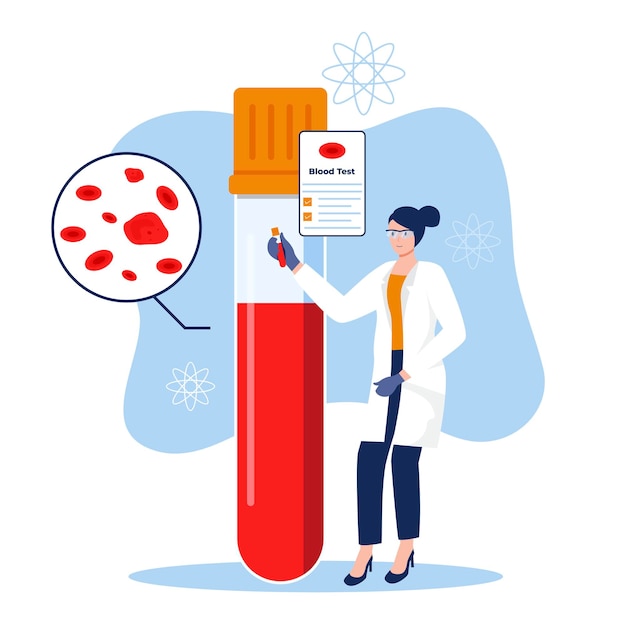 Concepto de ilustración de análisis de sangre para médicos y sanitarios Ilustración para sitios web páginas de destino aplicaciones móviles carteles y pancartas Ilustración de vector plano de moda