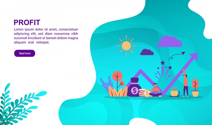 Vector concepto de ilustración de beneficio con el carácter. plantilla de página de aterrizaje