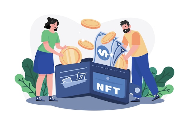 Concepto de ilustración de billetera NFT