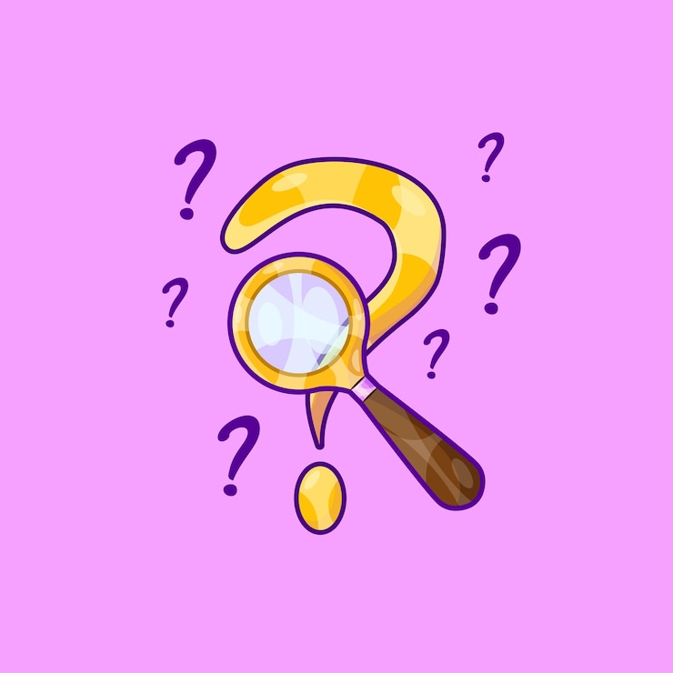 Vector concepto de ilustración de búsqueda de curiosidad con lupa y símbolo de pregunta
