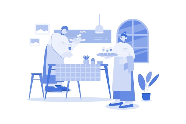 Concepto de ilustración de camarera en un fondo blanco