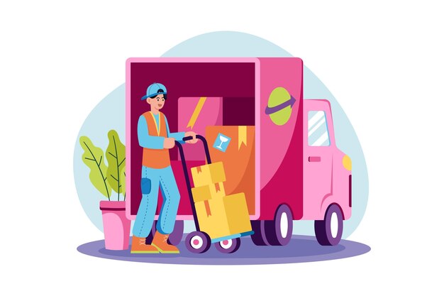 Concepto de ilustración de carga de contenedores