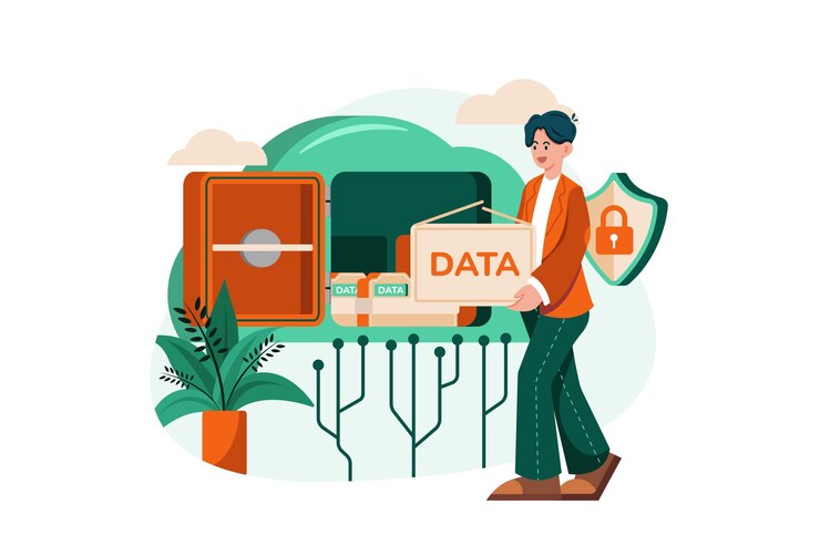 Vector concepto de ilustración del centro de datos en la nube sobre fondo blanco