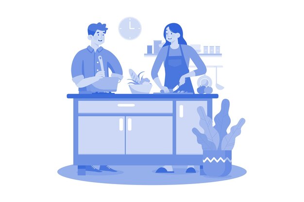 Concepto de ilustración de cocina de cocina sobre fondo blanco