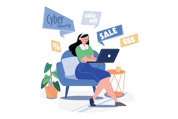 Concepto de ilustración de compras de cyber monday