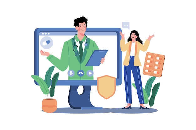 Concepto de ilustración de consulta en línea sobre fondo blanco