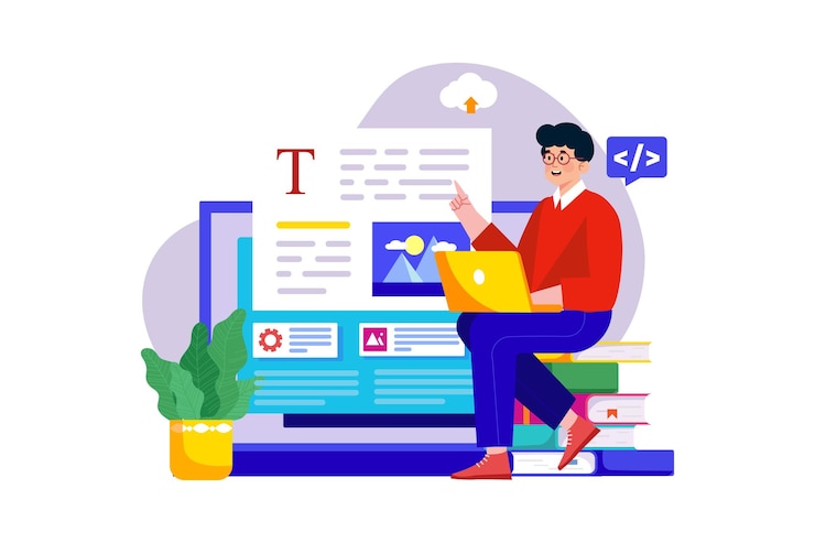 Vector concepto de ilustración de contenido seo sobre fondo blanco
