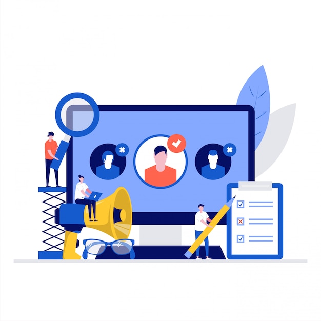 Concepto de ilustración de contratación y contratación con personajes.