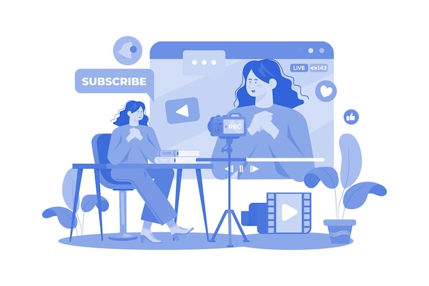 Concepto de ilustración del creador de contenido en un fondo blanco