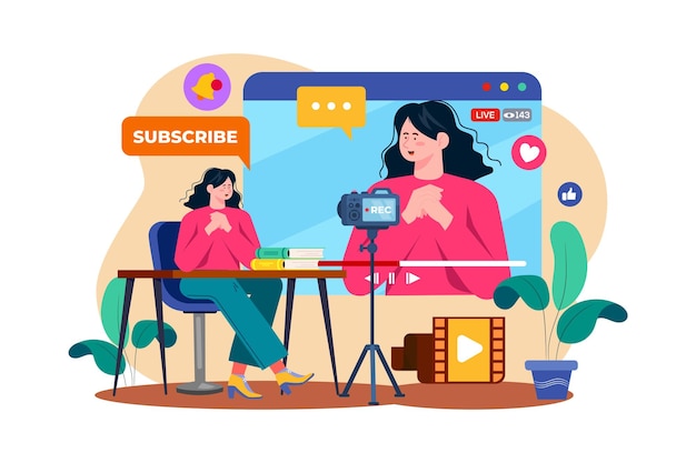 Concepto de ilustración del creador de contenido en fondo blanco