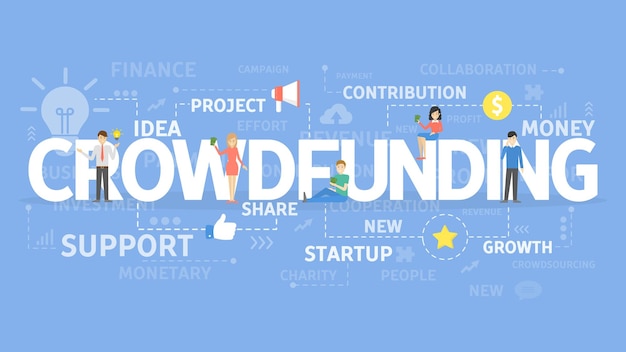 Concepto de ilustración de crowdfunding idea de compartir y donar dinero