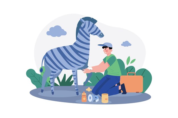 Concepto de ilustración de cuidado de animales sobre fondo blanco