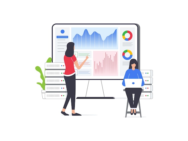 Concepto de ilustración de Data Science Analytics gestión de datos financieros Gestión de riesgos de IA