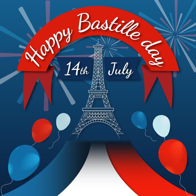 Concepto de ilustración del día de la Bastilla 14 de julio