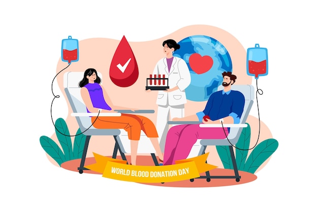 Concepto de ilustración del día mundial de la donación de sangre