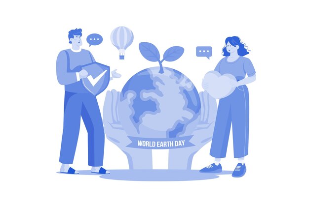 Concepto de ilustración del Día Mundial de la Tierra sobre fondo blanco