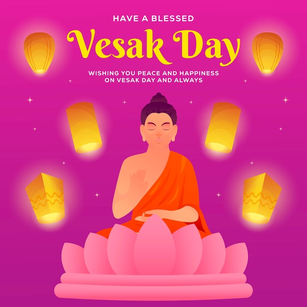concepto de ilustración del día de vesak en el diseño de estilo gradiente