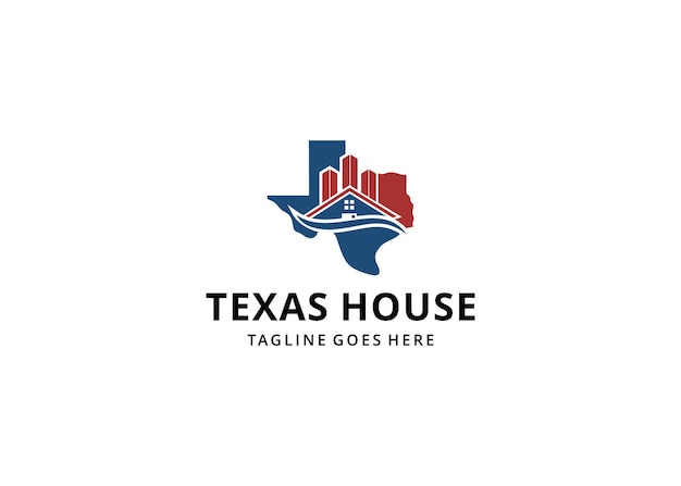 Vector concepto de ilustración de diseño gráfico de construcción de viviendas de texas para el logotipo de la empresa inmobiliaria