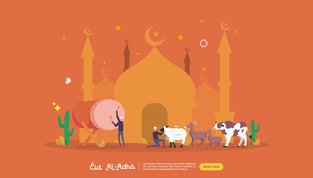 Concepto de ilustración de diseño islámico para Feliz eid al adha o evento de celebración de sacrificio