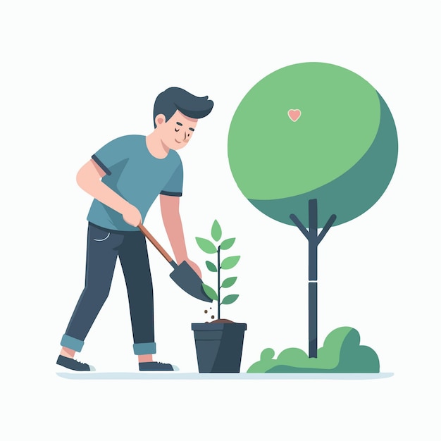 concepto de ilustración de diseño plano plantación de jóvenes plantación de plantas