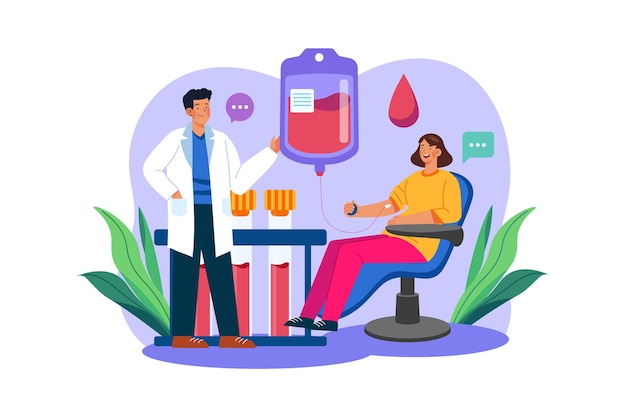 Concepto de ilustración de donación de sangre sobre fondo blanco
