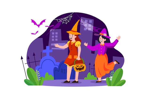 Concepto de ilustración de Halloween Ilustración plana aislada sobre fondo blanco