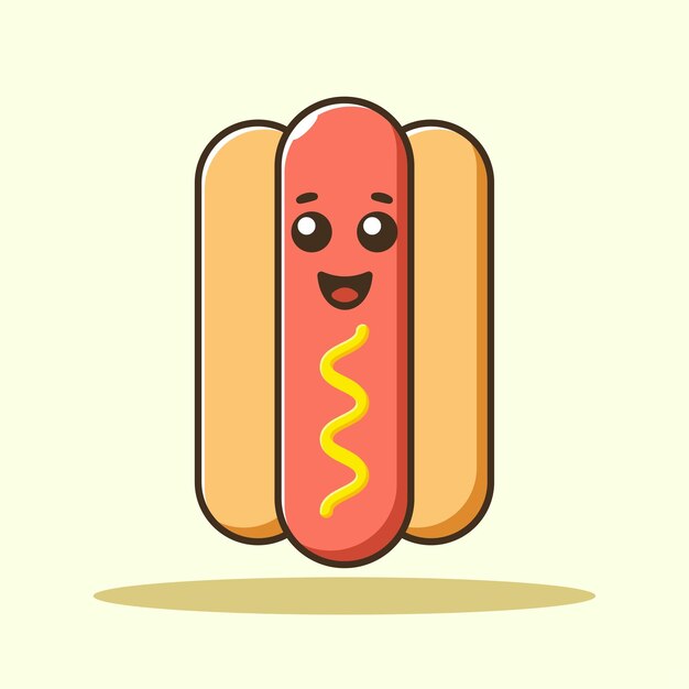 El concepto de ilustración del icono de dibujos animados Vector cute hotdog está aislado