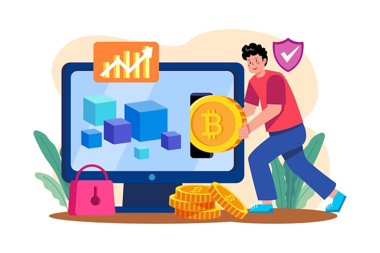 Vector concepto de ilustración de inversión blockchain sobre fondo blanco