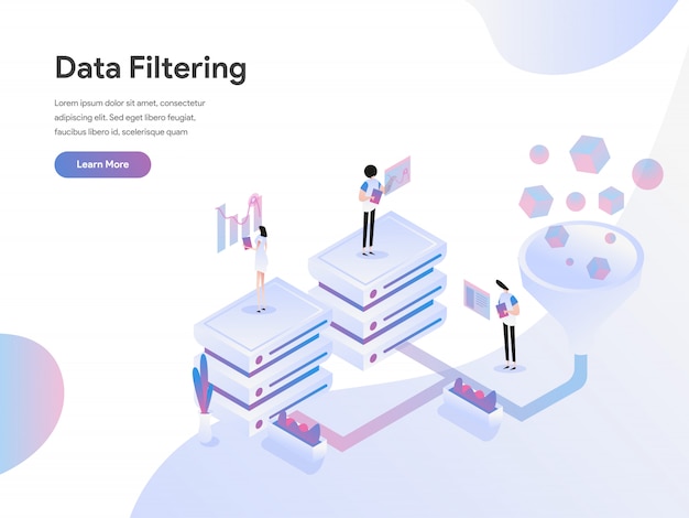 Concepto de ilustración isométrica de filtrado de datos