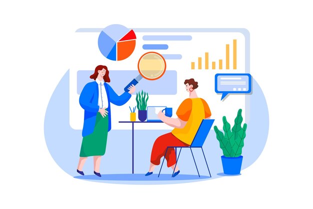 Concepto de ilustración de marketing digital en línea Ilustración plana aislada sobre fondo blanco