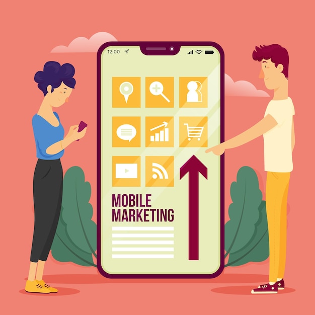 Vector concepto de ilustración de marketing móvil