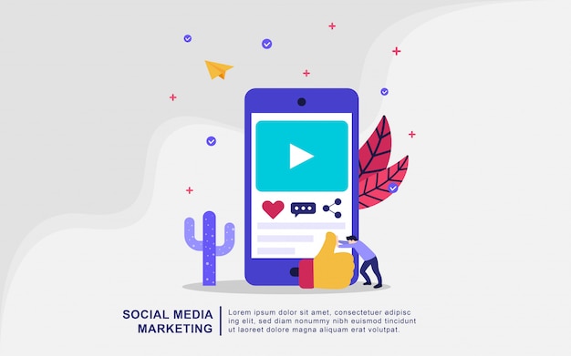 Concepto de ilustración de marketing en redes sociales. Marketing digital, tecnologías digitales.