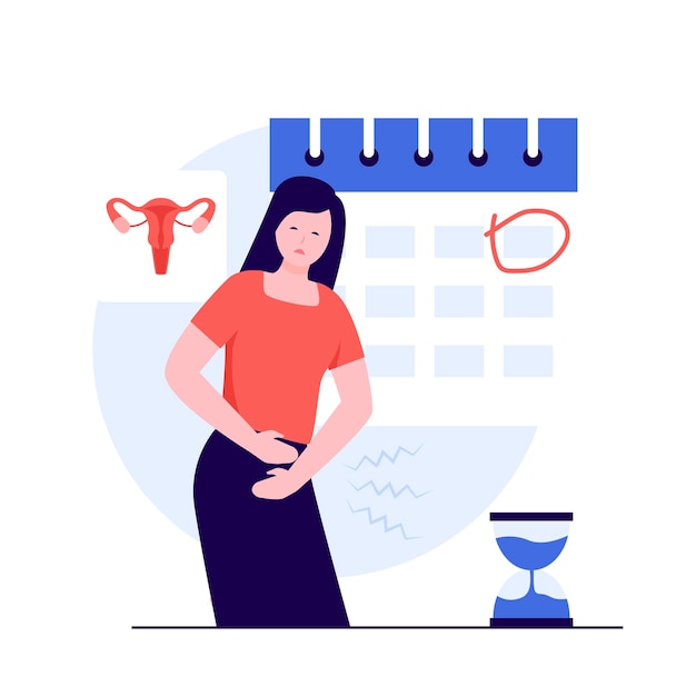 Vector concepto de ilustración de mujeres de calendario de período de menstruación
