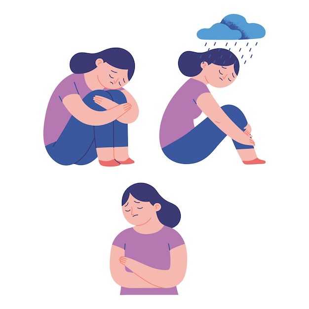 concepto de ilustración de mujeres tristes