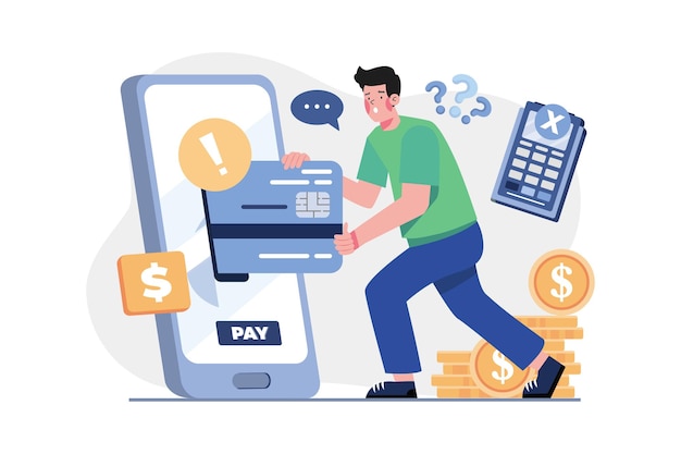 Concepto de ilustración de pago fallido sobre fondo blanco