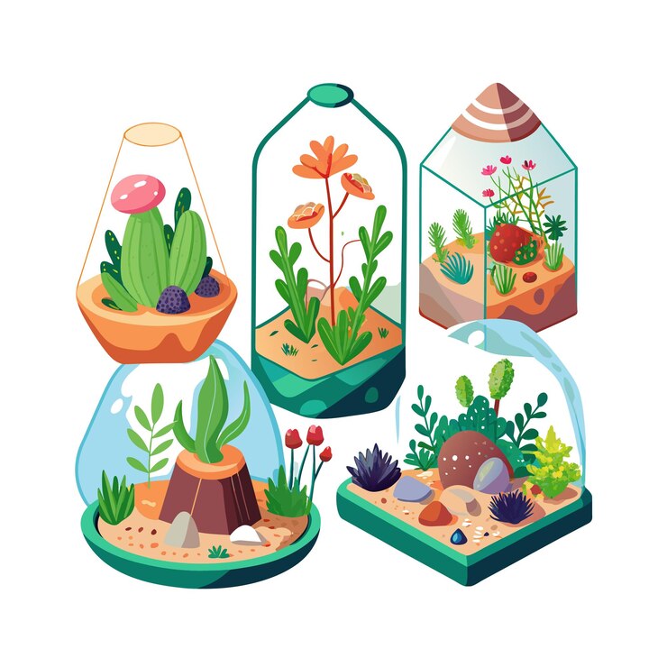 Vector el concepto de ilustración de la planta de interior en el vector de la olla